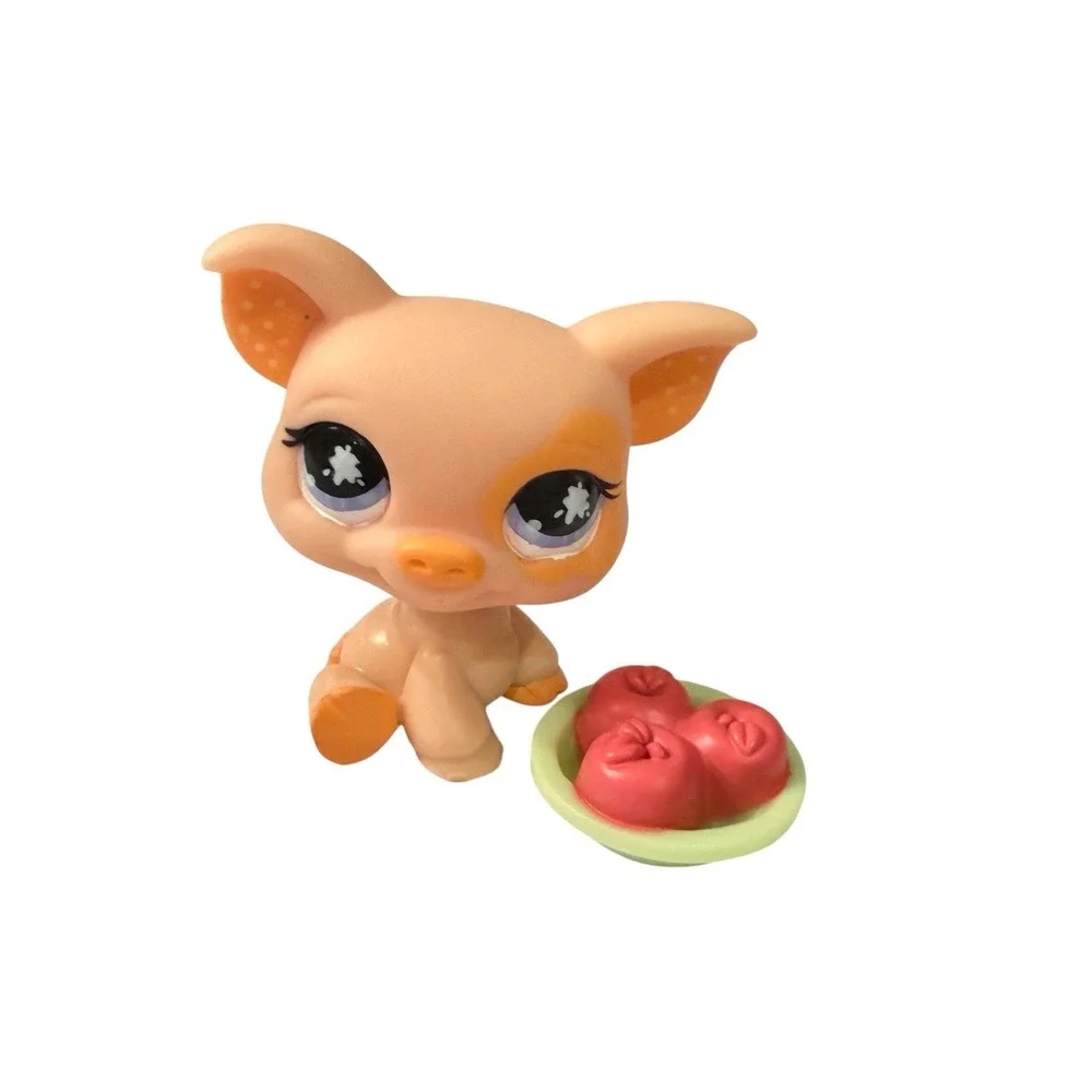 Littlest Pet Shop LPS Pig Messiest #885 2008 Pink Orange Original Food Plate